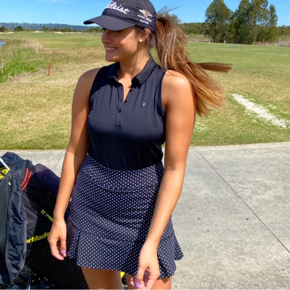 Donna Jo Large Black JoJo Skirt / Skort (Black Polka Dot) 14.5" tennis golf
